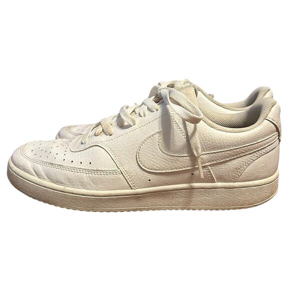 Nike Court Vision Low Triple White leather Men's sneakers Size 9.5 - Picture 1 of 3